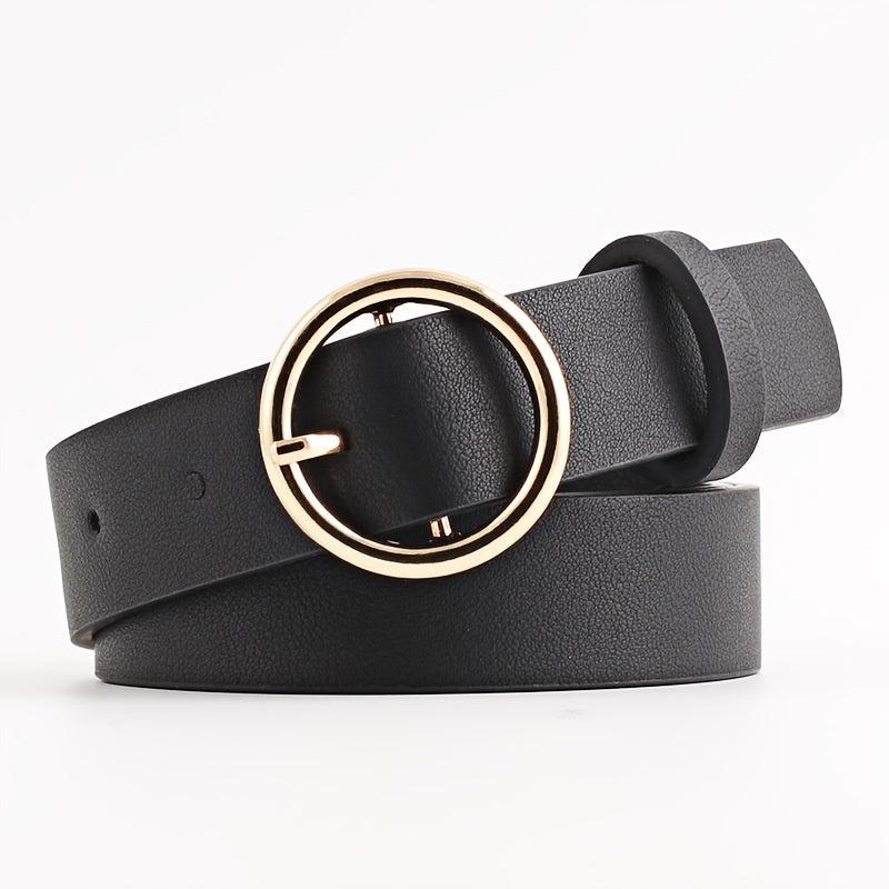 Faux Leather Round Belt Buckle Casual Strong Belt