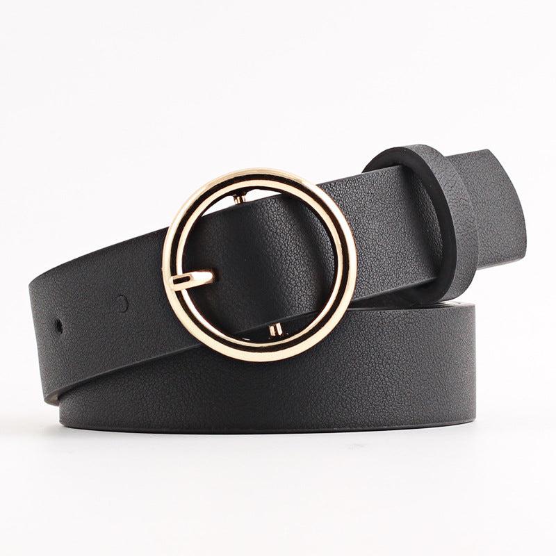 Faux Leather Round Belt Buckle Casual Strong Belt