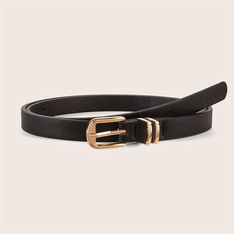 Metal Pin Buckle Thin Belt PU Leather Solid Belts Women Pants Dress Coat Belts