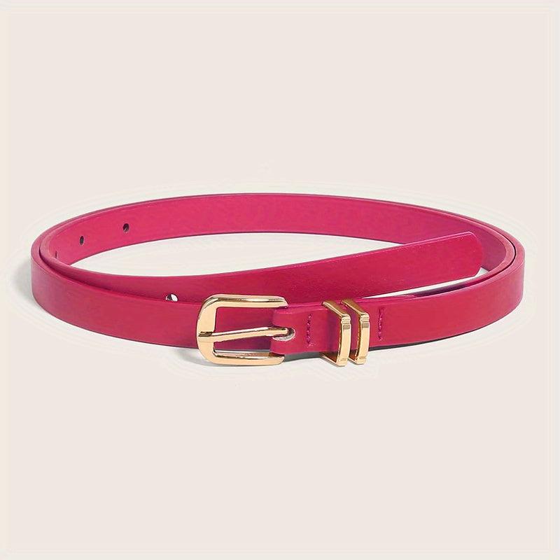 Metal Pin Buckle Thin Belt PU Leather Solid Belts Women Pants Dress Coat Belts