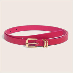Metal Pin Buckle Thin Belt PU Leather Solid Belts Women Pants Dress Coat Belts