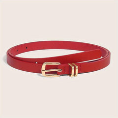 Metal Pin Buckle Thin Belt PU Leather Solid Belts Women Pants Dress Coat Belts