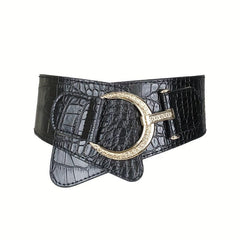 Vintage Wide Belt with Large Pin Buckle for Women