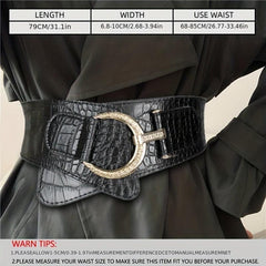 Vintage Wide Belt with Large Pin Buckle for Women