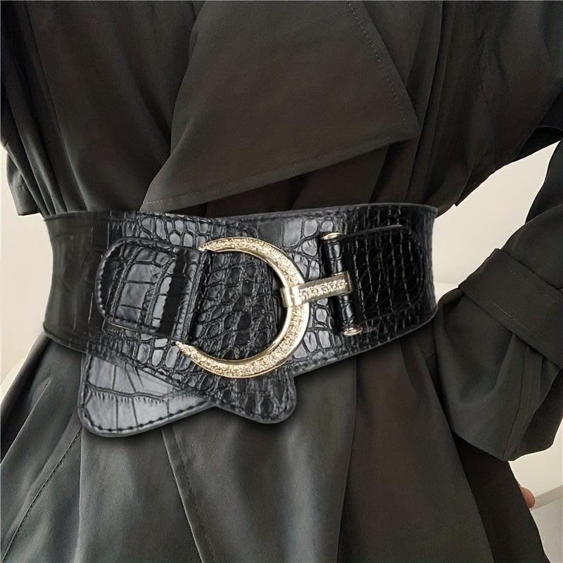 Vintage Wide Belt with Large Pin Buckle for Women
