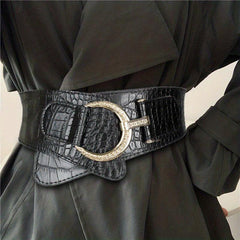 Vintage Wide Belt with Large Pin Buckle for Women