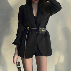 Vintage Leather Chain Belt Bag for Women