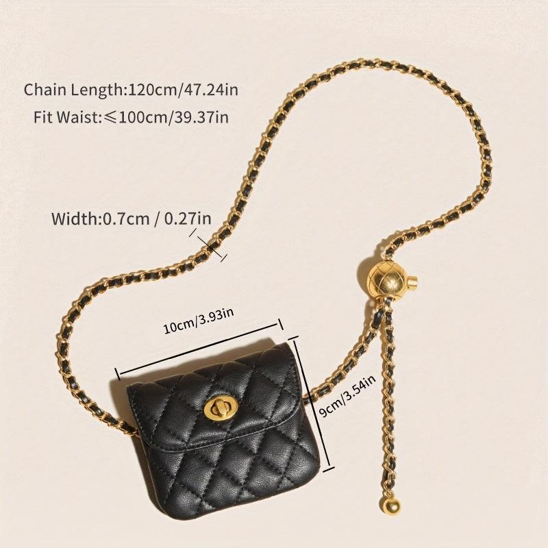 Vintage Leather Chain Belt Bag for Women