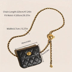 Vintage Leather Chain Belt Bag for Women