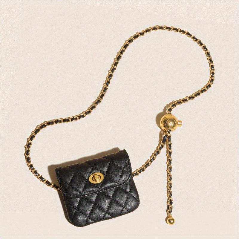 Vintage Leather Chain Belt Bag for Women
