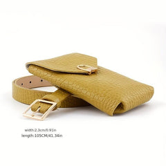 Crocodile Pattern Waist Bag Belt Solid Casual Purse Belt For Women