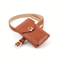Crocodile Pattern Waist Bag Belt Solid Casual Purse Belt For Women