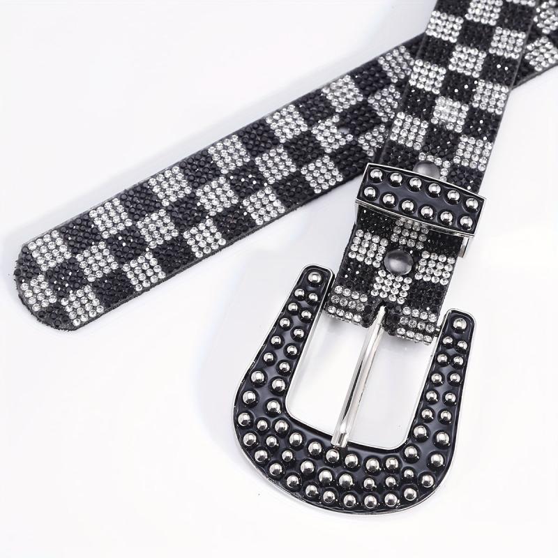 Vintage Rhinestone Belt Women's Y2K Hip Hop Jeans Pants Waistband