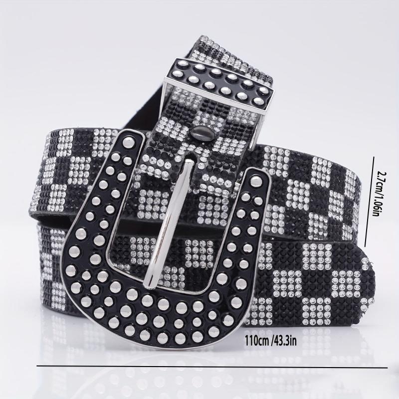 Vintage Rhinestone Belt Women's Y2K Hip Hop Jeans Pants Waistband