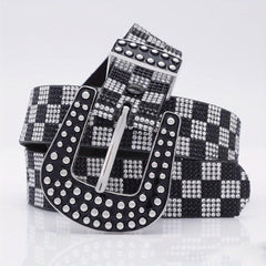 Vintage Rhinestone Belt Women's Y2K Hip Hop Jeans Pants Waistband