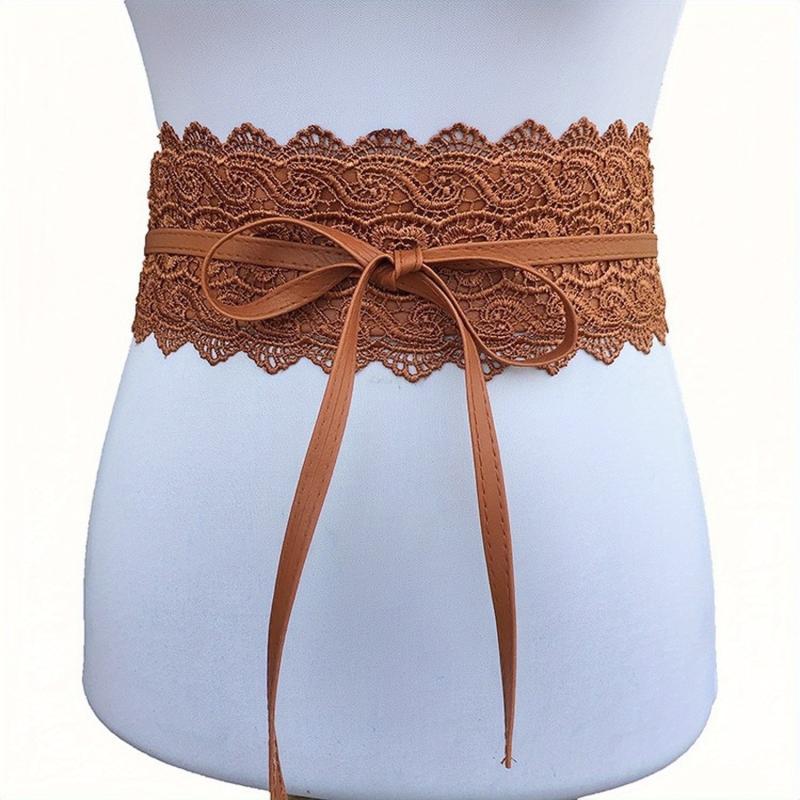 Boho Lace Waist Belt Wrap Around Wide Girdle for Dresses