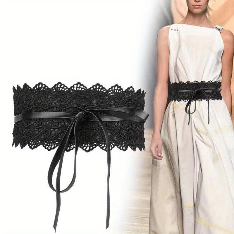 Boho Lace Waist Belt Wrap Around Wide Girdle for Dresses