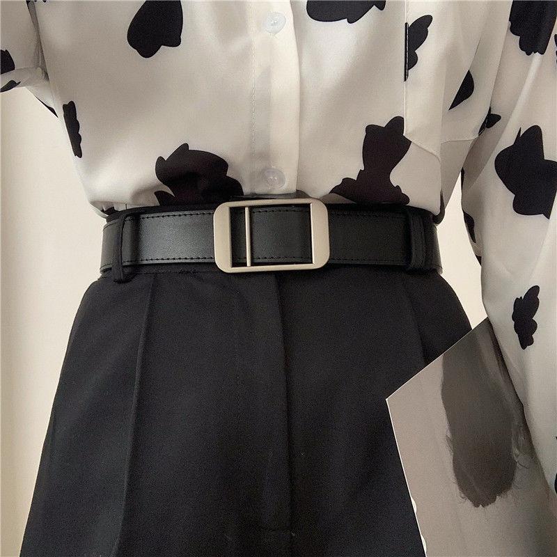 Unisex PU Leather Belt No Hole Buckle Waist Belts Non Porous Waistband