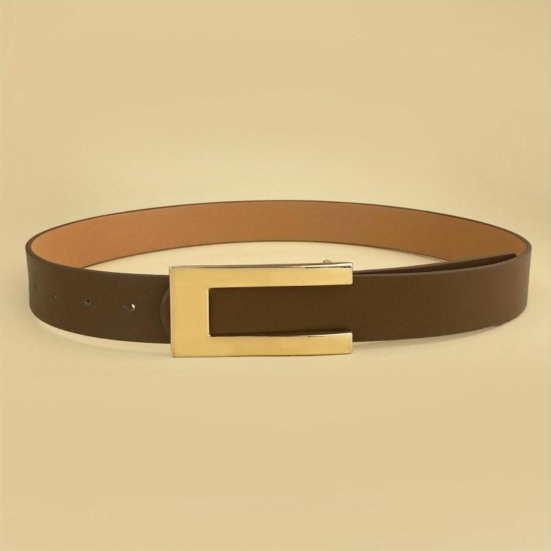 Geometric C Buckle Belt Vintage Solid PU Belt
