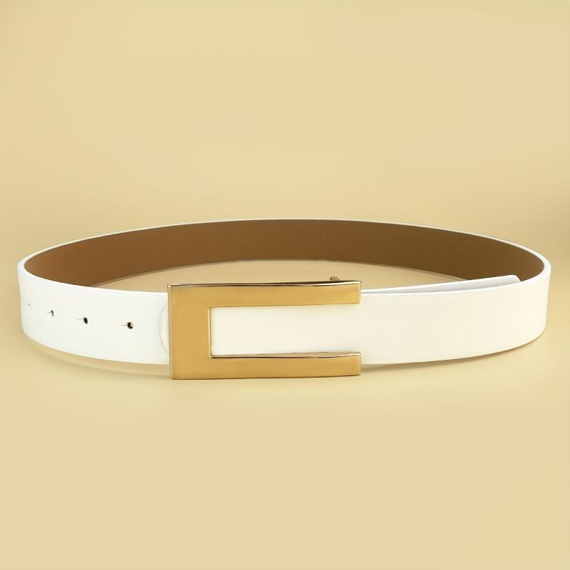 Geometric C Buckle Belt Vintage Solid PU Belt