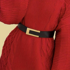 Geometric C Buckle Belt Vintage Solid PU Belt