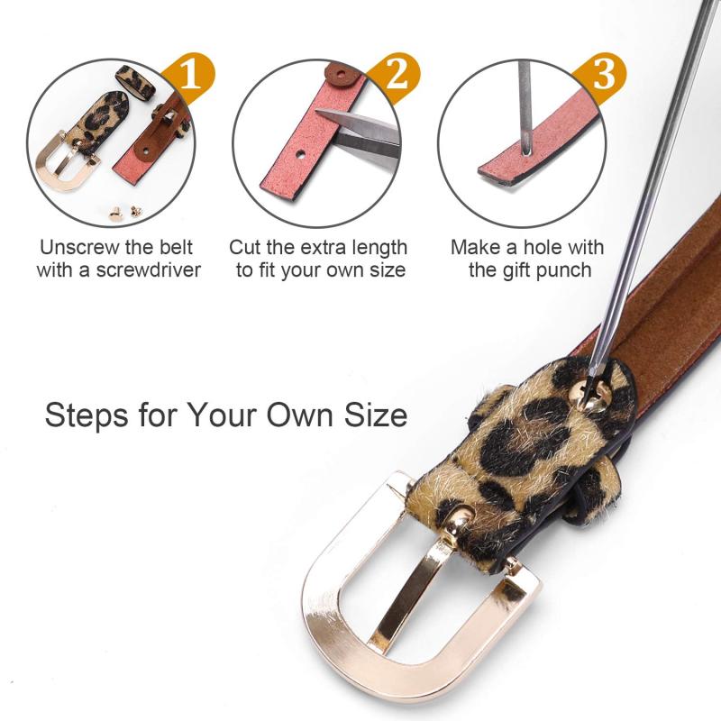 Leopard Print Thin Belt Classic Pin Buckle PU Leather Jeans Pants Belt