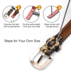 Leopard Print Thin Belt Classic Pin Buckle PU Leather Jeans Pants Belt