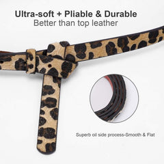 Leopard Print Thin Belt Classic Pin Buckle PU Leather Jeans Pants Belt