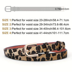 Leopard Print Thin Belt Classic Pin Buckle PU Leather Jeans Pants Belt
