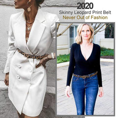 Leopard Print Thin Belt Classic Pin Buckle PU Leather Jeans Pants Belt