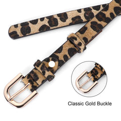 Leopard Print Thin Belt Classic Pin Buckle PU Leather Jeans Pants Belt
