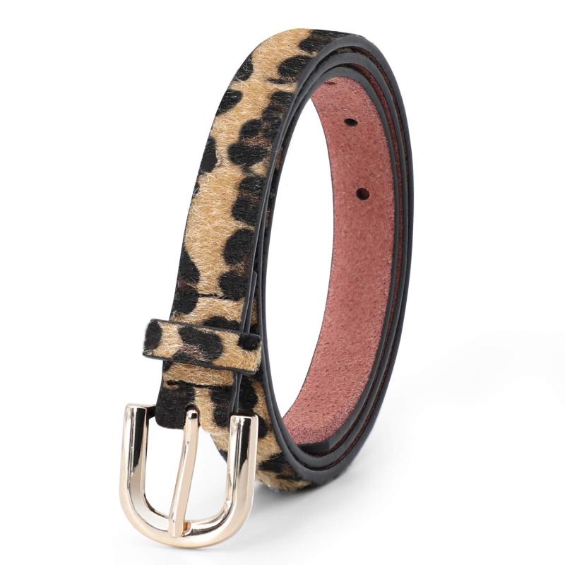 Leopard Print Thin Belt Classic Pin Buckle PU Leather Jeans Pants Belt