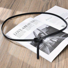 Solid Knotted Thin Belt PU Leather Dress Coat Decorative Girdle Waistband