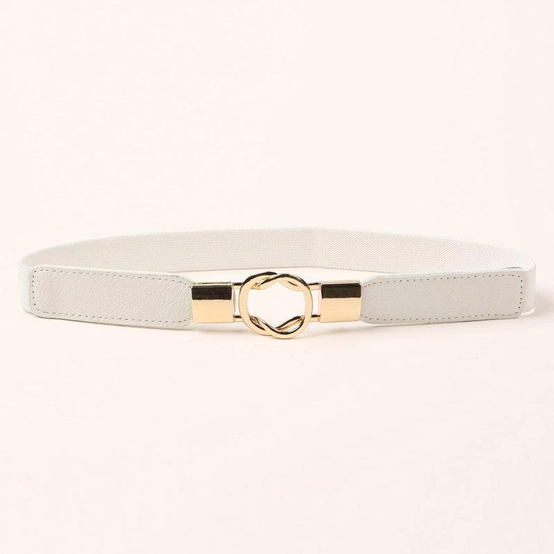 Women Retro Skinny Waist Belt with Golden Buckle