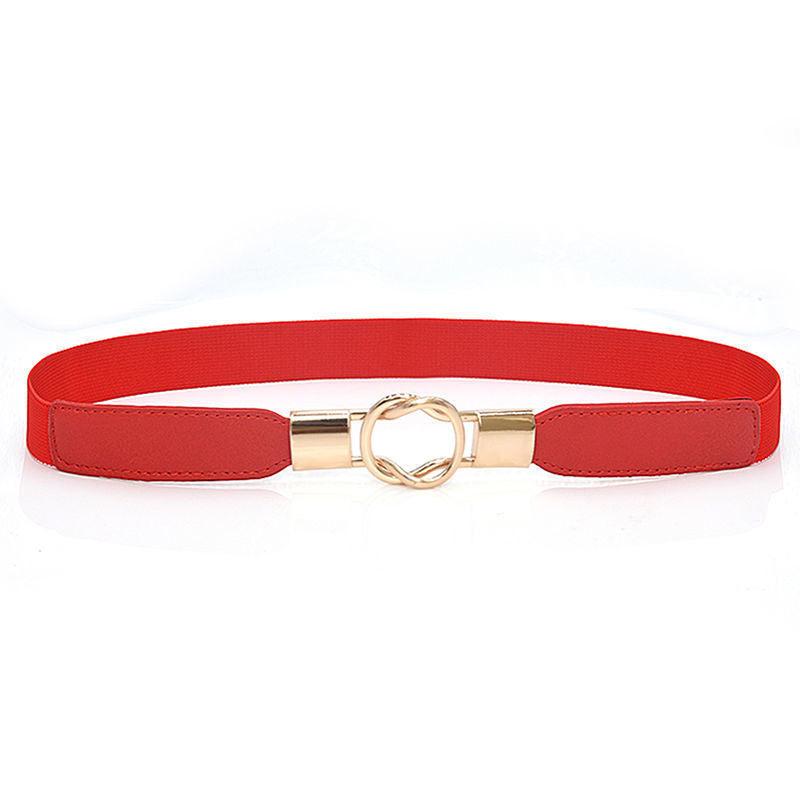 Women Retro Skinny Waist Belt with Golden Buckle