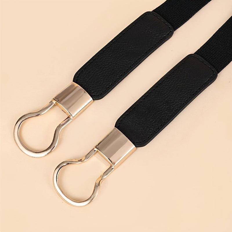 Women Retro Skinny Waist Belt with Golden Buckle