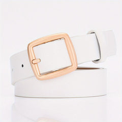 Square Buckle Casual Belt Solid PU Belt Waistband Coat Girdle