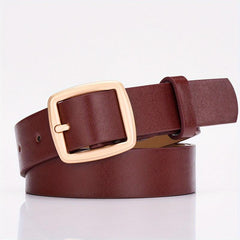 Square Buckle Casual Belt Solid PU Belt Waistband Coat Girdle