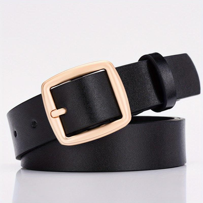 Square Buckle Casual Belt Solid PU Belt Waistband Coat Girdle