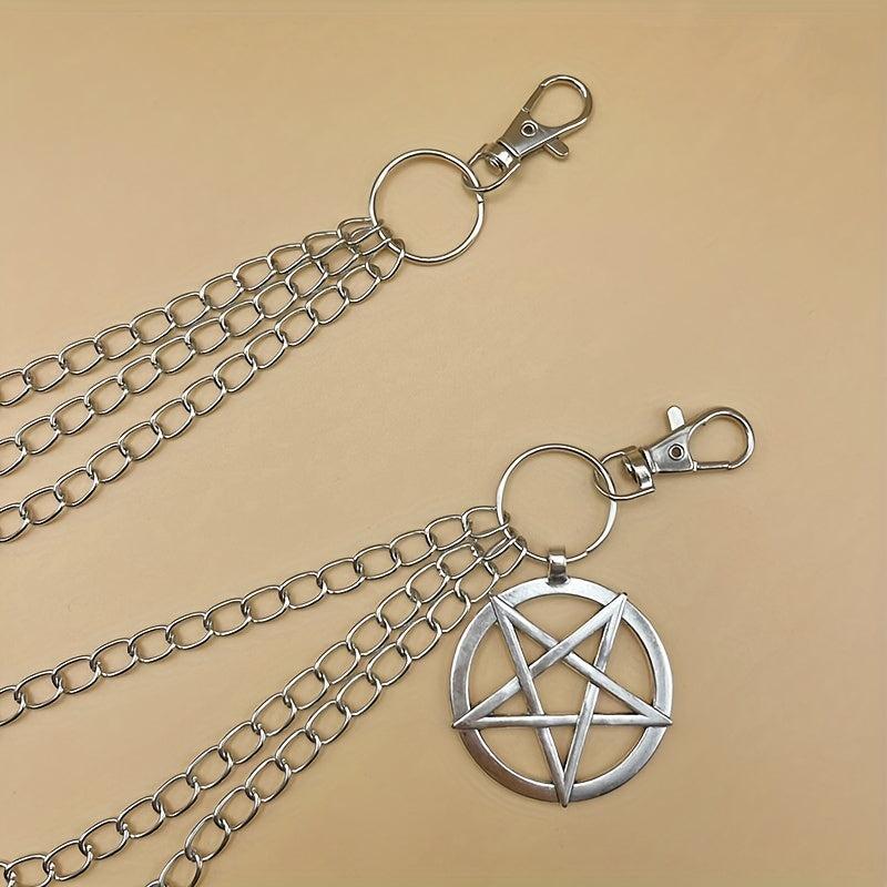 Punk Pentagram Pants Jeans Chain Keychains Harajuku Gothic Rock Acc