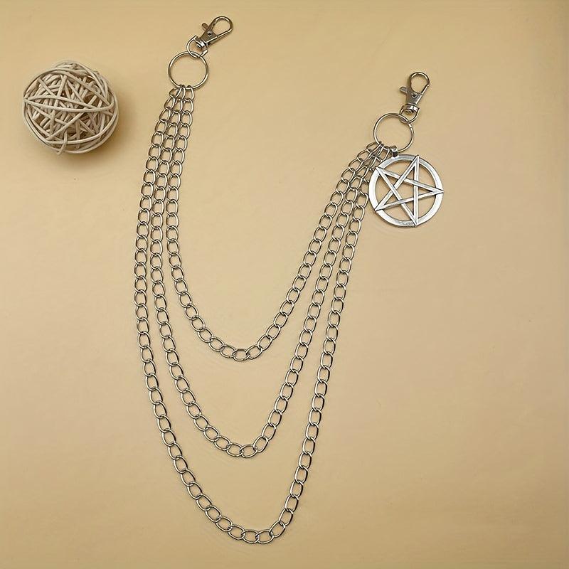 Punk Pentagram Pants Jeans Chain Keychains Harajuku Gothic Rock Acc