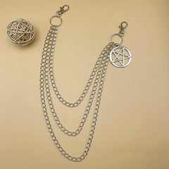Punk Pentagram Pants Jeans Chain Keychains Harajuku Gothic Rock Acc