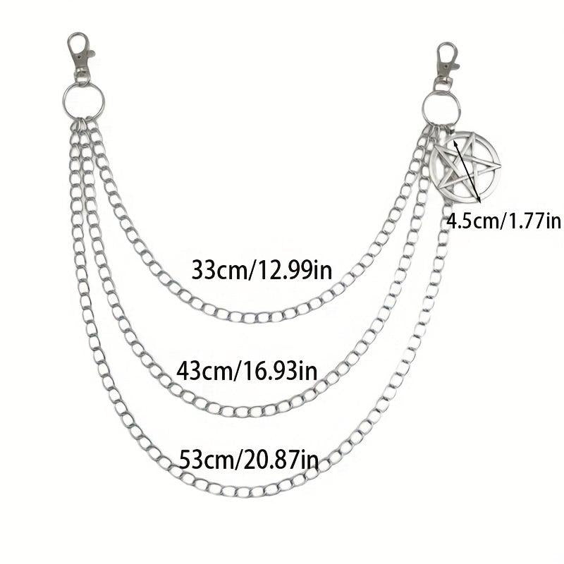 Punk Pentagram Pants Jeans Chain Keychains Harajuku Gothic Rock Acc