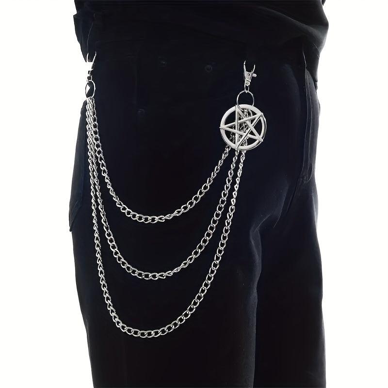 Punk Pentagram Pants Jeans Chain Keychains Harajuku Gothic Rock Acc