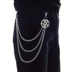 Punk Pentagram Pants Jeans Chain Keychains Harajuku Gothic Rock Acc