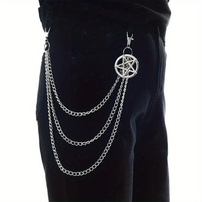Punk Pentagram Pants Jeans Chain Keychains Harajuku Gothic Rock Acc