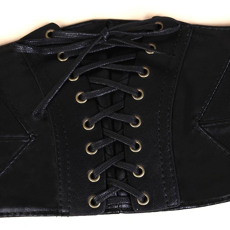 Womens Lace Up Corset Belt Wide Elastic Waist Belt