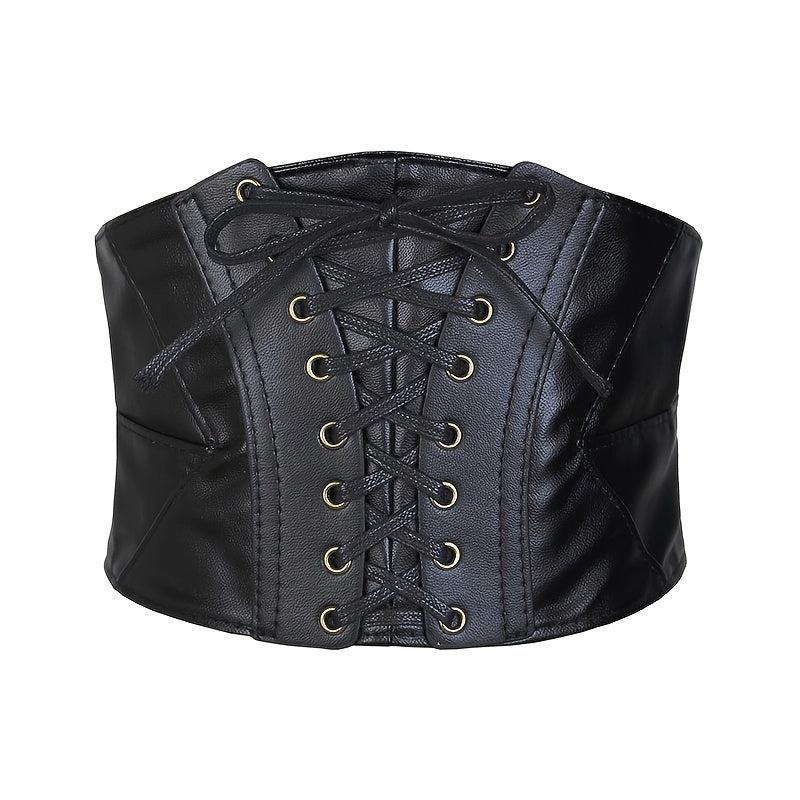 Womens Lace Up Corset Belt Wide Elastic Waist Belt