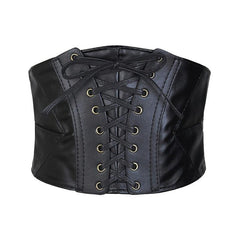Womens Lace Up Corset Belt Wide Elastic Waist Belt