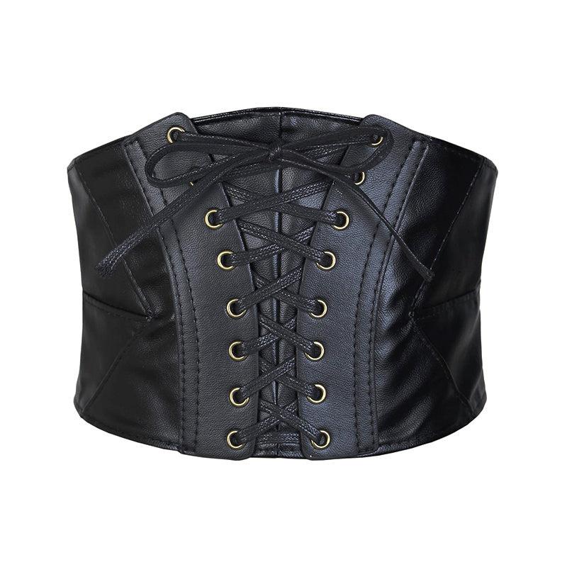 Womens Lace Up Corset Belt Wide Elastic Waist Belt
